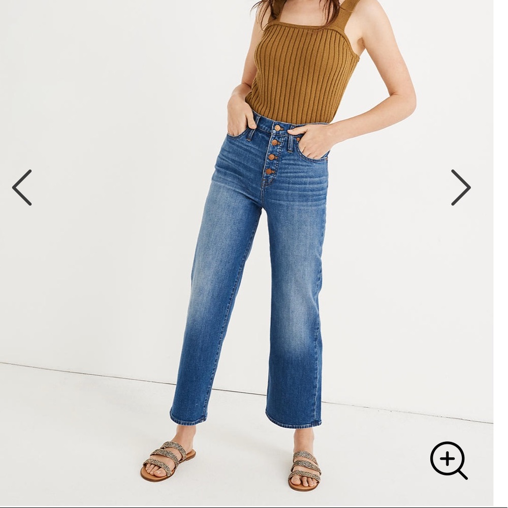 Petite Wide Leg Jeans with Button Fly